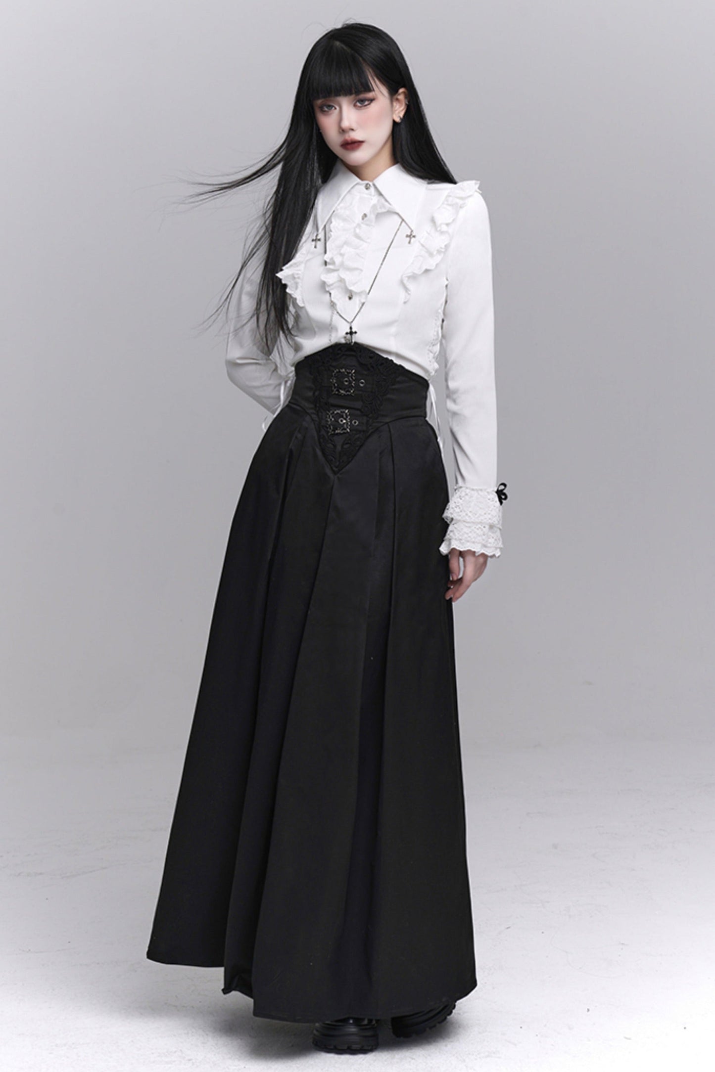 Gothic Style Subculture Top + Long Skirt