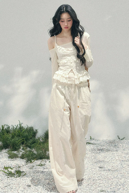 Lace Asymmetrical Strap Top