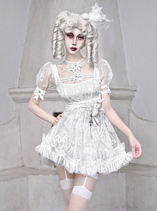 Pure White Lace Dress + Inner Pants