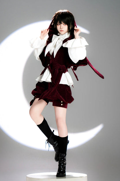 Hunting Rabbit Retro Red Bunny Ear Jacket + Vest + Shorts