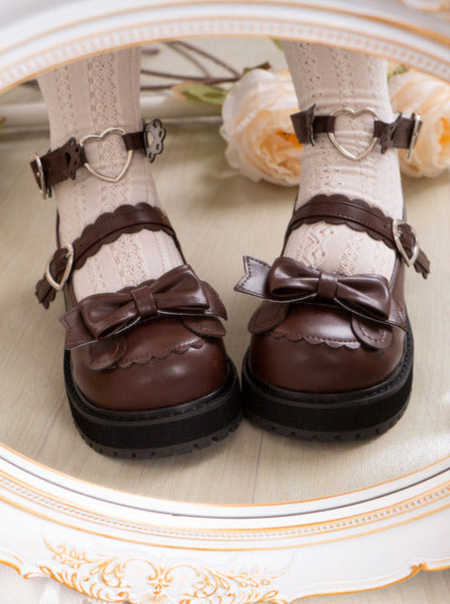 Lolita Low-heel Love Bear Claw Retro Shoes