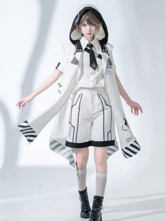 Virtual Military Cool Handsome Shirt Short Pants Cape Set