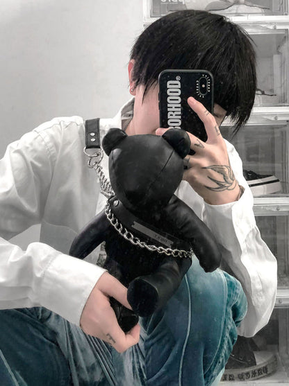 Y2k Chain Leather Bear Bag