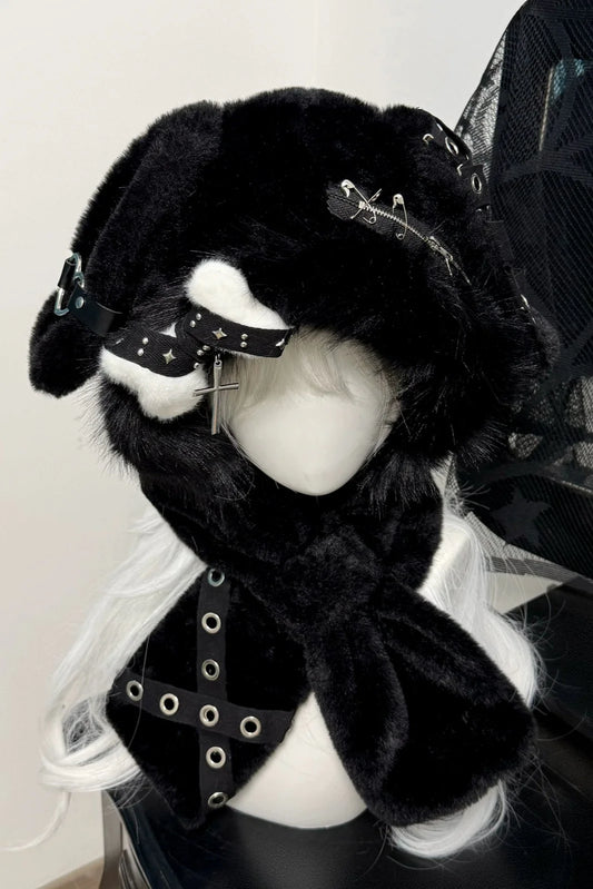Dark Fur Bunny Ear Hat
