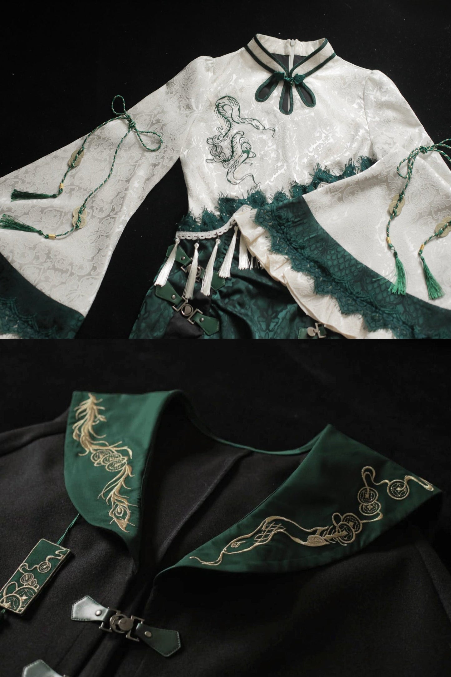 [pre-order] Chinese-style Snake Coat Hoodie Cape Tassel Dress Suit