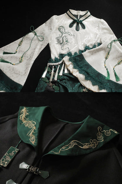 [pre-order] Chinese-style Snake Coat Hoodie Cape Tassel Dress Suit