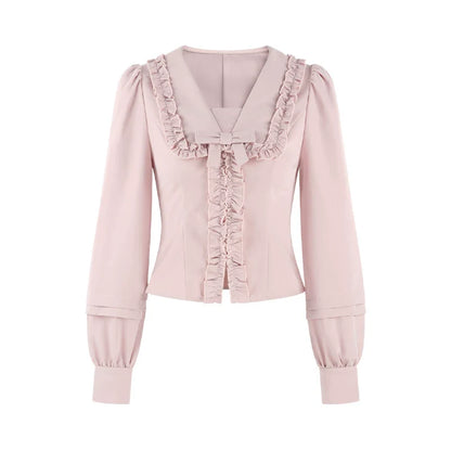 Ruffled Pink Blouse + Skirt