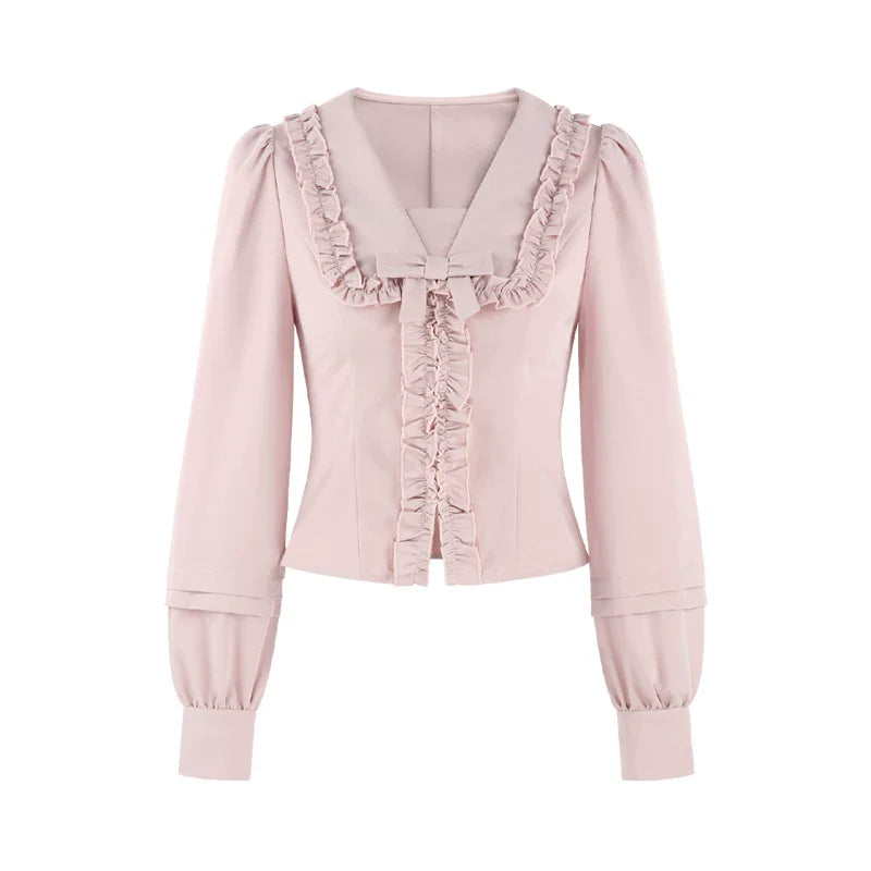 Ruffled Pink Blouse + Skirt