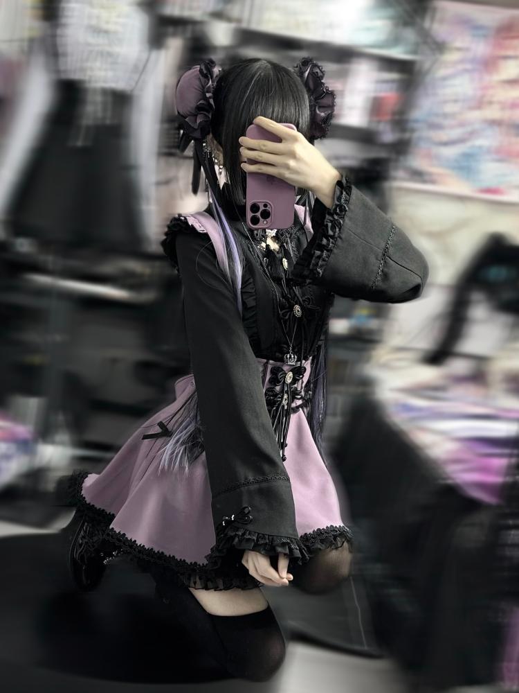 Ruffled Lace-up High Waist Suspender Skirt