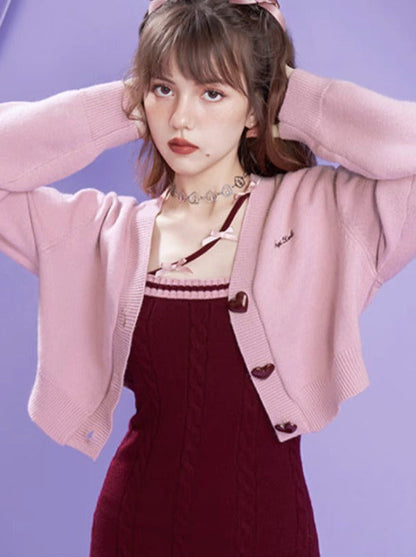 Romantic Pure Desire Knit Cardigan Dress Set