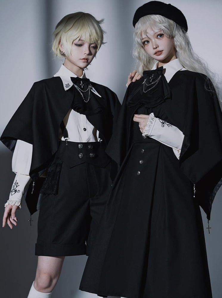 Night Crow Magic Lolita Prince Cape Shirt Suspender Dress Set