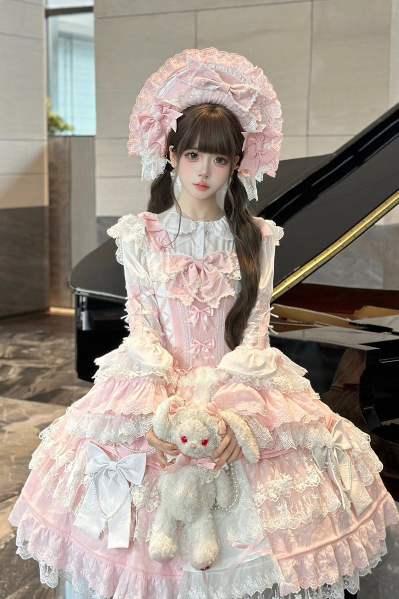 [pre-order] Peach Rabbit Antique Doll Lolita Dress Set