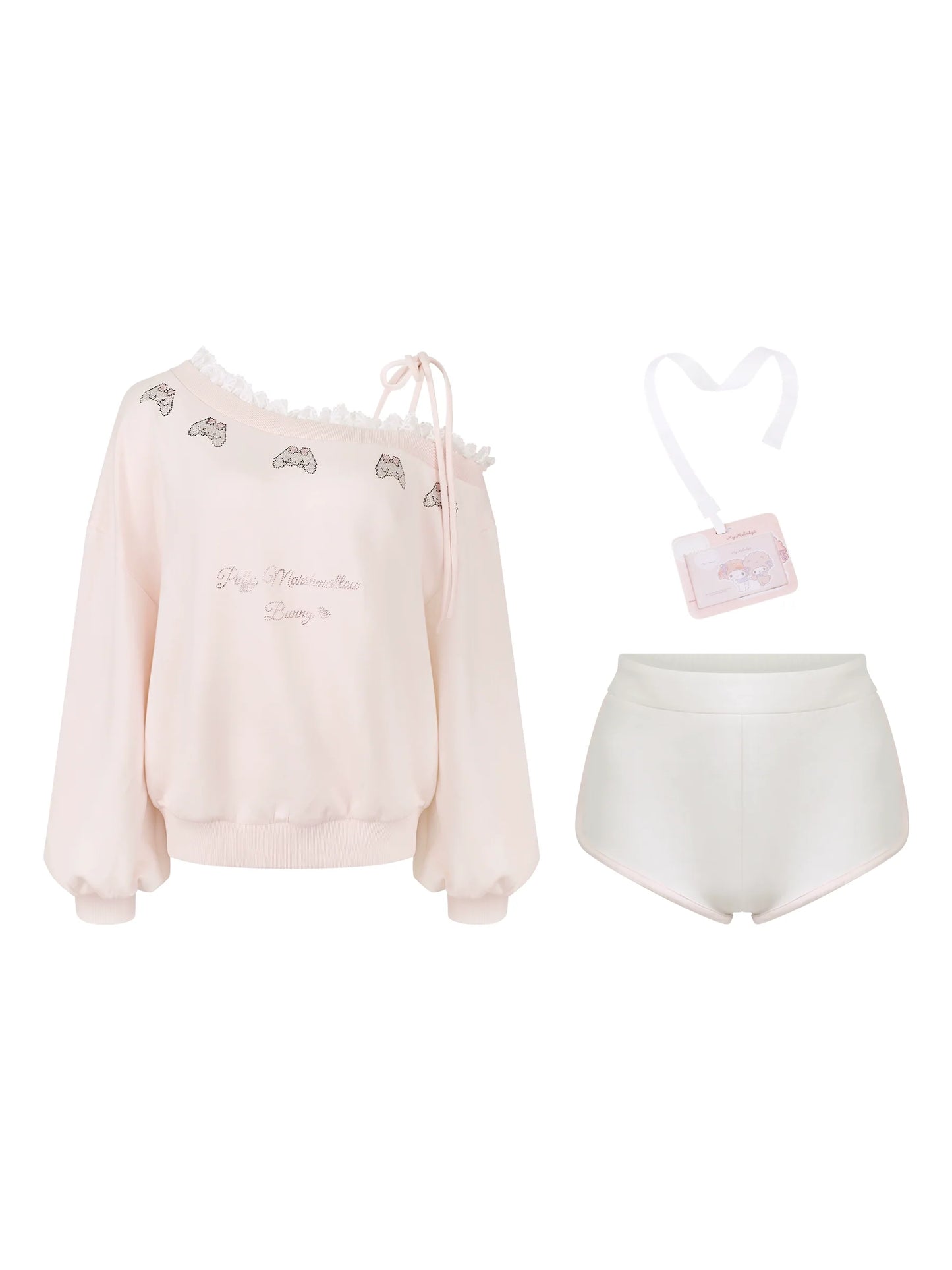 One Shoulder Sweet Sweatshirt + Shorts
