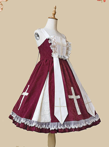 Cross Lolita Dress + Short Jacket + Headband + Veil + Collar