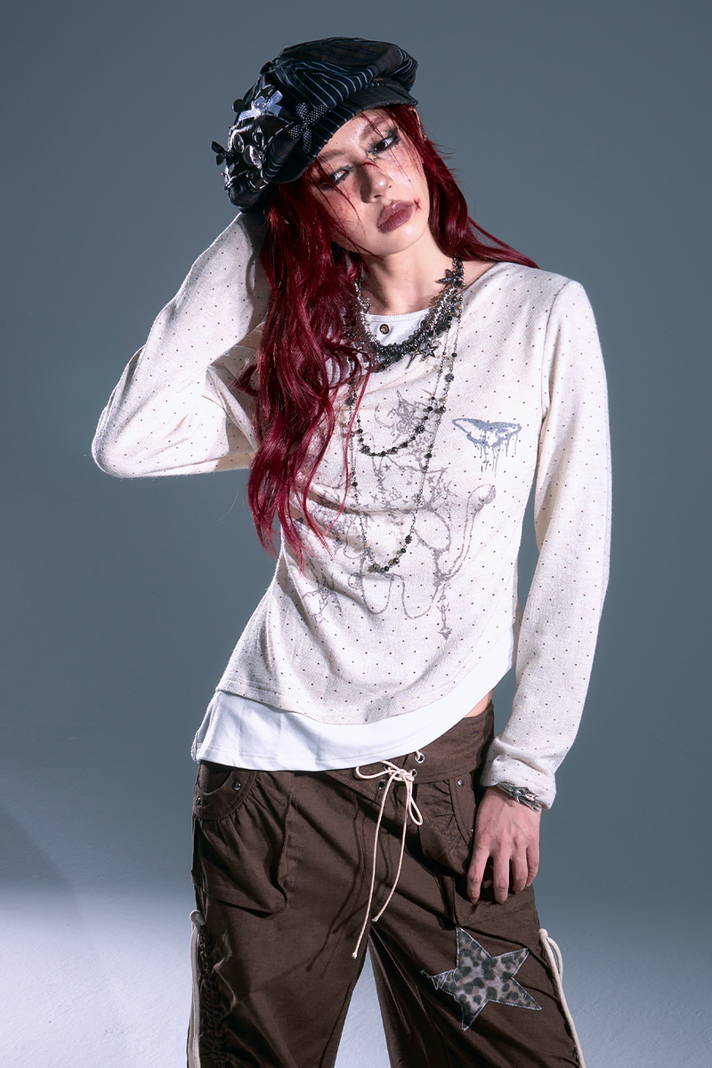 Punk Dot Lost Garden Asymmetric Top