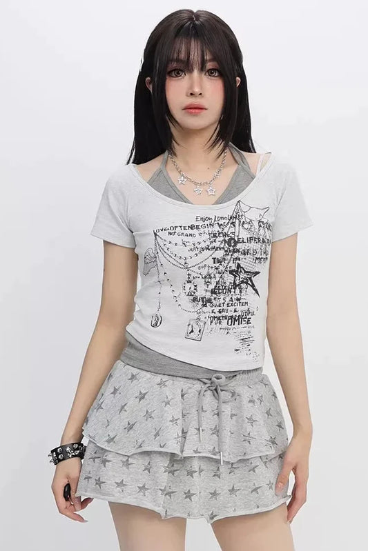 Star Print Y2k Top