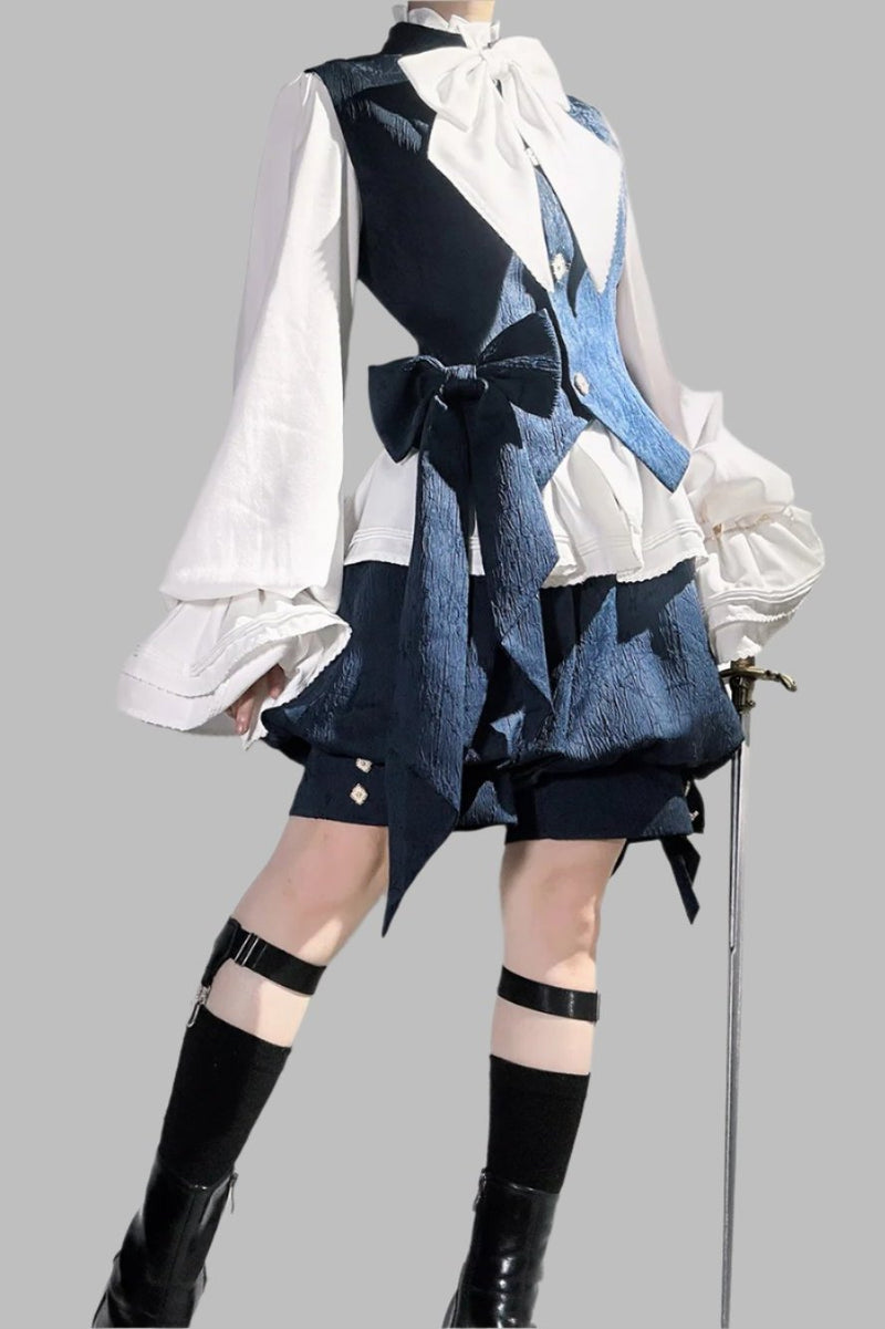 Sapphire Blue Bunny Ear Cape Jacket + Vest + Shorts
