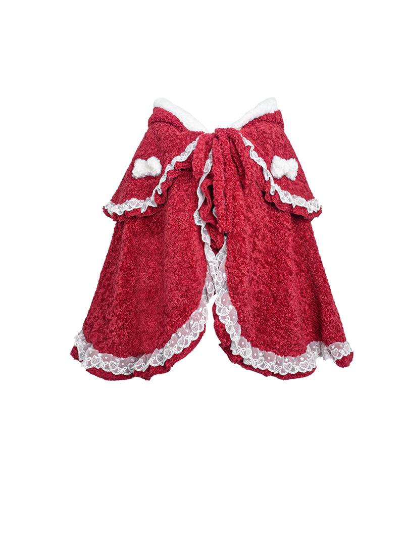 Sweet Girl Cape + Shorts + Ribbon Off-shoulder Top