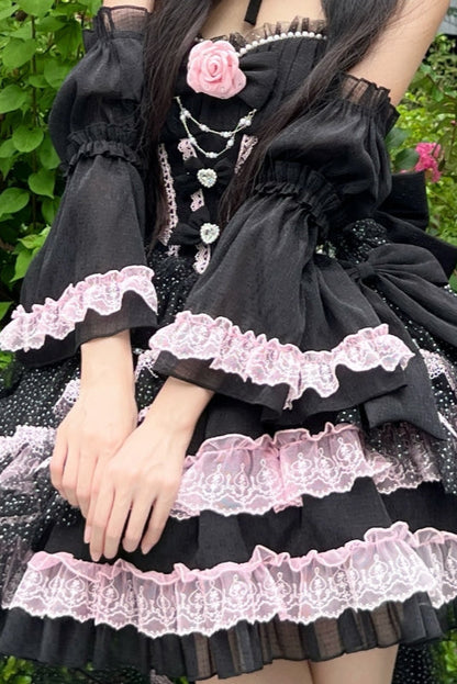 Tube Top Lolita Dress + Sleeves + Head Accessory