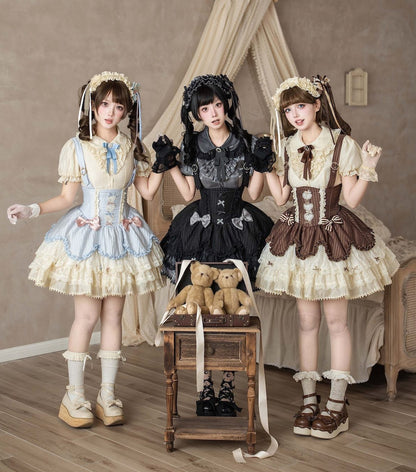 [pre-order Deadline: May 8] Classic Lace Ribbon Blouse + Suspender Tiered Dress Full Set + Complete Set