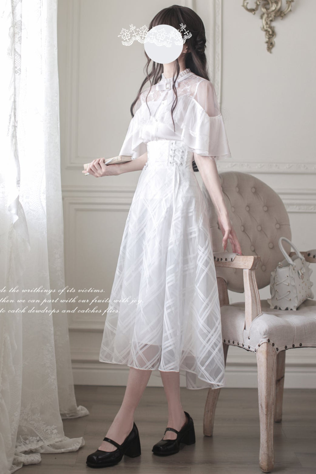 [pre-order] White Clear Top + Long Skirt + Ribbon