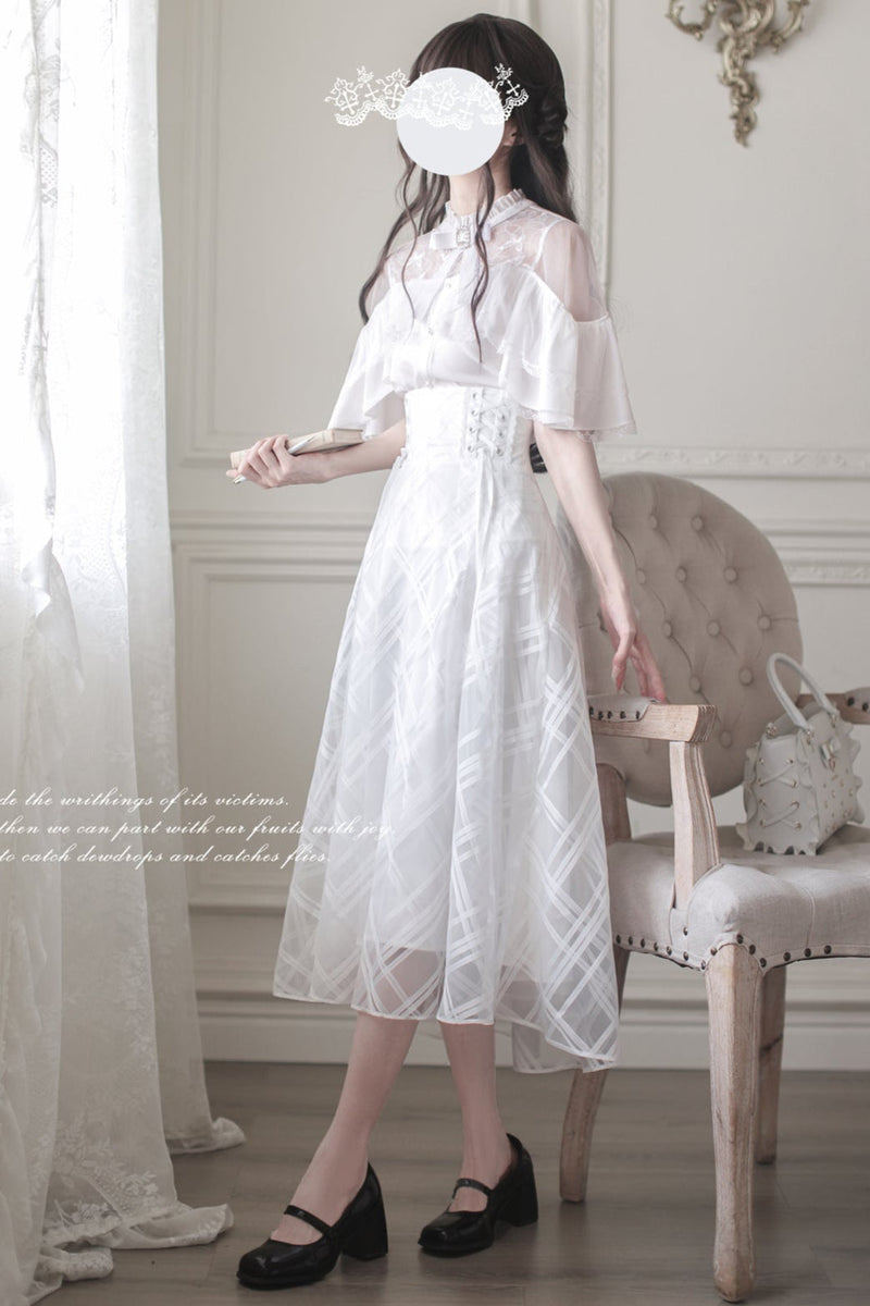 [pre-order] White Clear Top + Long Skirt + Ribbon