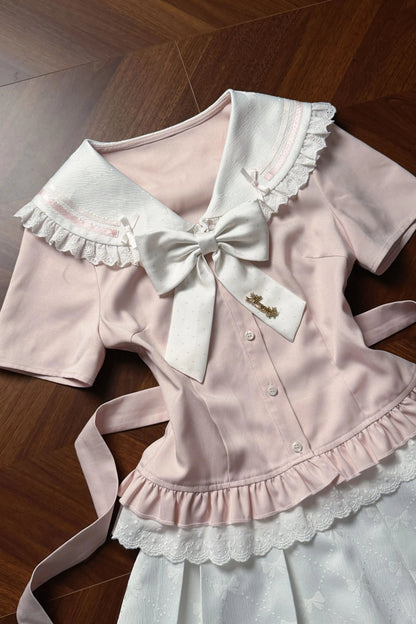 Girly Preppy Sailor Top + Skirt