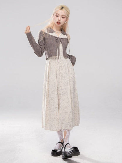 Petit Custom Cocoa Cheese Zipper Shirt Collar Dress + Wool Jacket