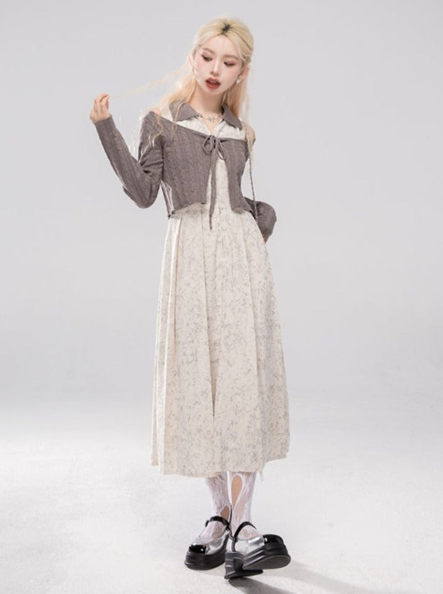 Petit Custom Cocoa Cheese Zipper Shirt Collar Dress + Wool Jacket