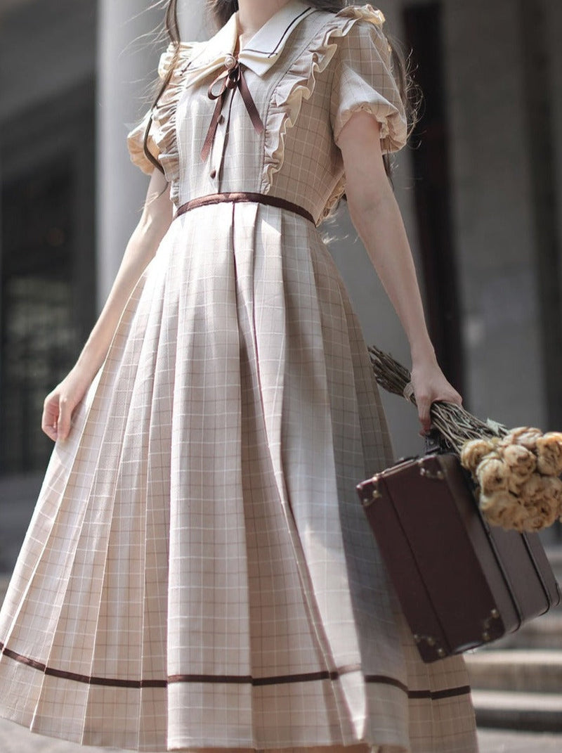 [pre-order] Ruffled Plaid Retro Dress