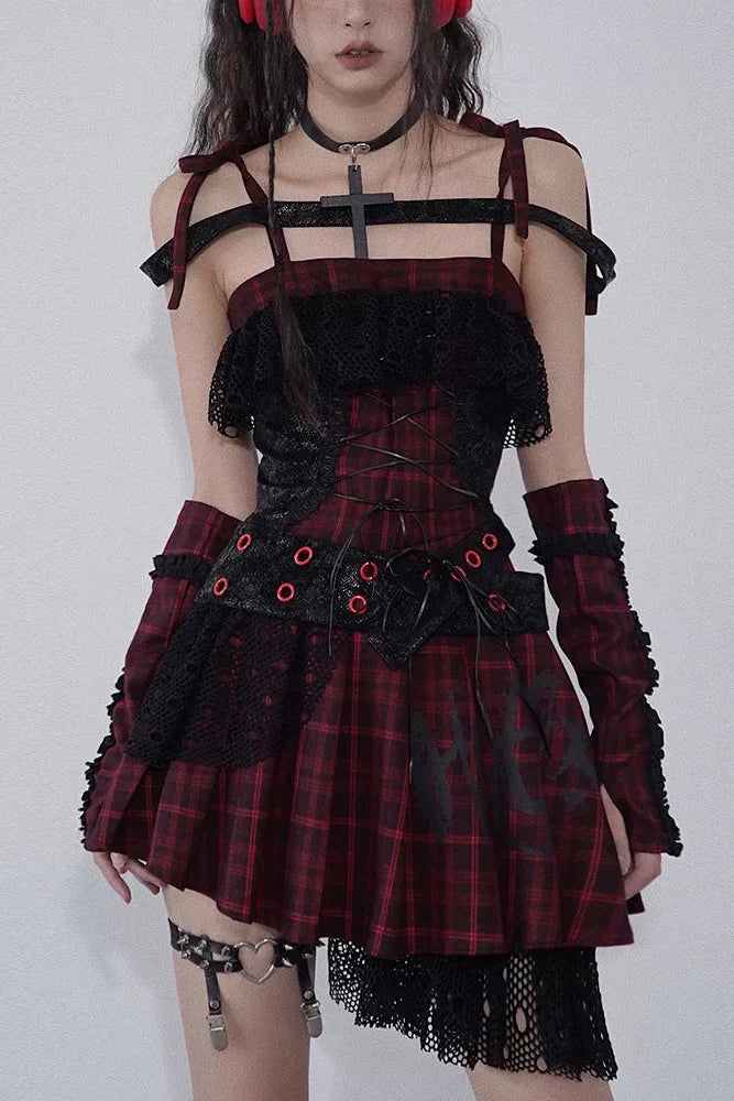 Magic Rhythm Plaid Asymmetrical Dress