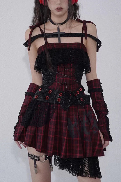 Magic Rhythm Plaid Asymmetrical Dress