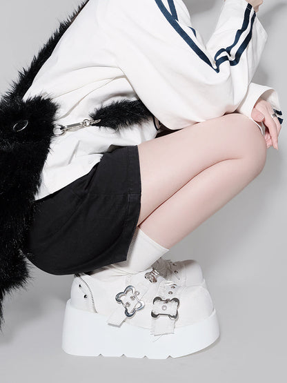Angel Puppy Punk Style Round Toe Platform Shoes [denim/enamel]