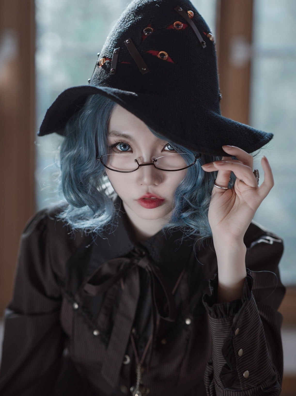 Steam Continental Ruffle Black Coffee Pinstripe Shirt Dress