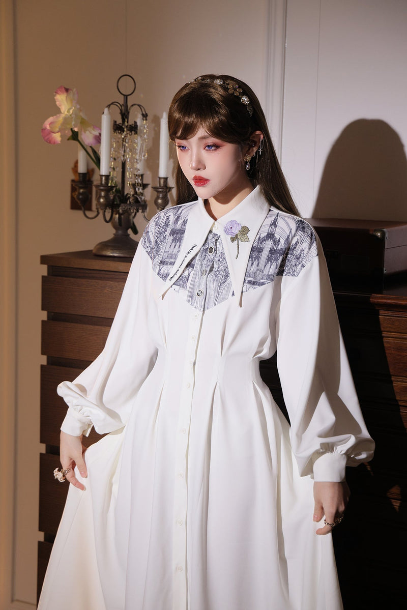 French Long Shirt Dress