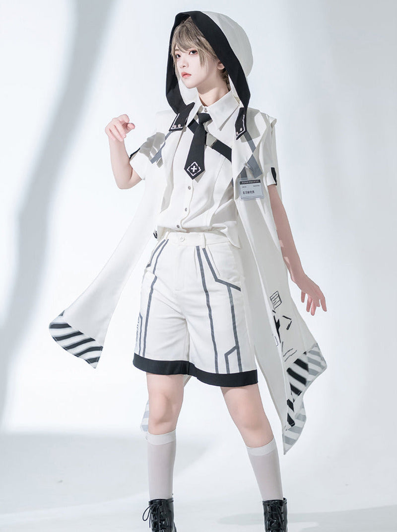 Virtual Military Cool Handsome Shirt Short Pants Cape Set