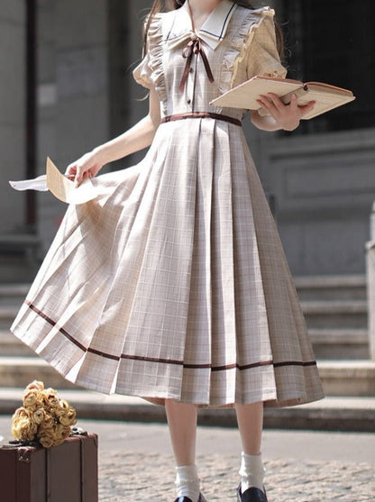 [pre-order] Ruffled Plaid Retro Dress