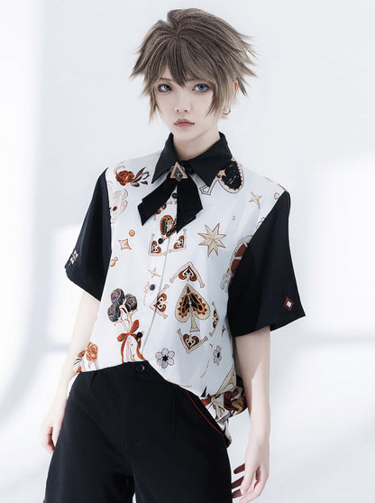 Flower Drunk Retro Print Shirt + Embroidery Shorts [pre-order]