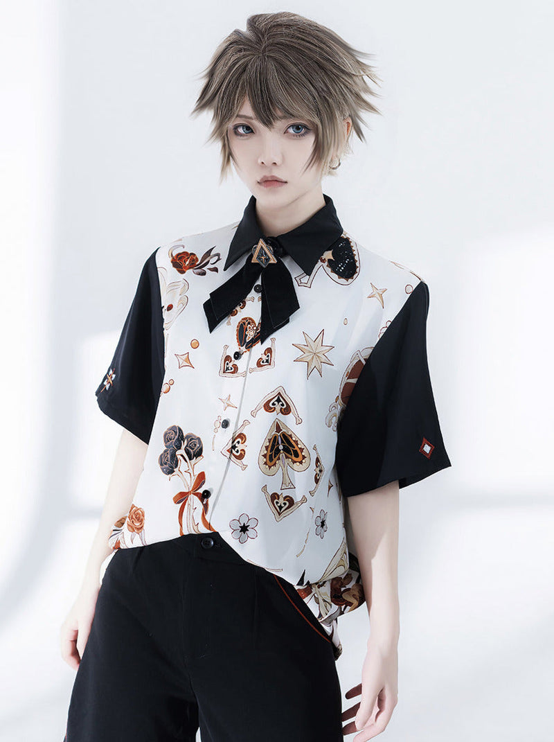 Flower Drunk Retro Print Shirt + Embroidery Shorts [pre-order]