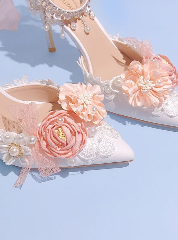 Heels With Pearl Rhinestones