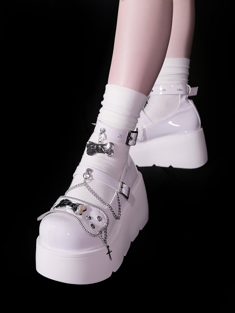 Punk Rivet Bone Millennium Platform Shoes
