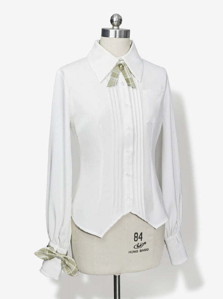 Secret Morning Post Green Tea Color Retro Sweet Cool Vest Shirt Cropped Pants