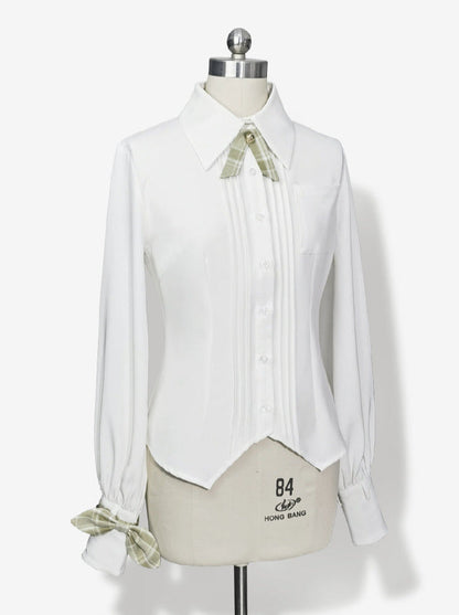Secret Morning Post Green Tea Color Retro Sweet Cool Vest Shirt Cropped Pants