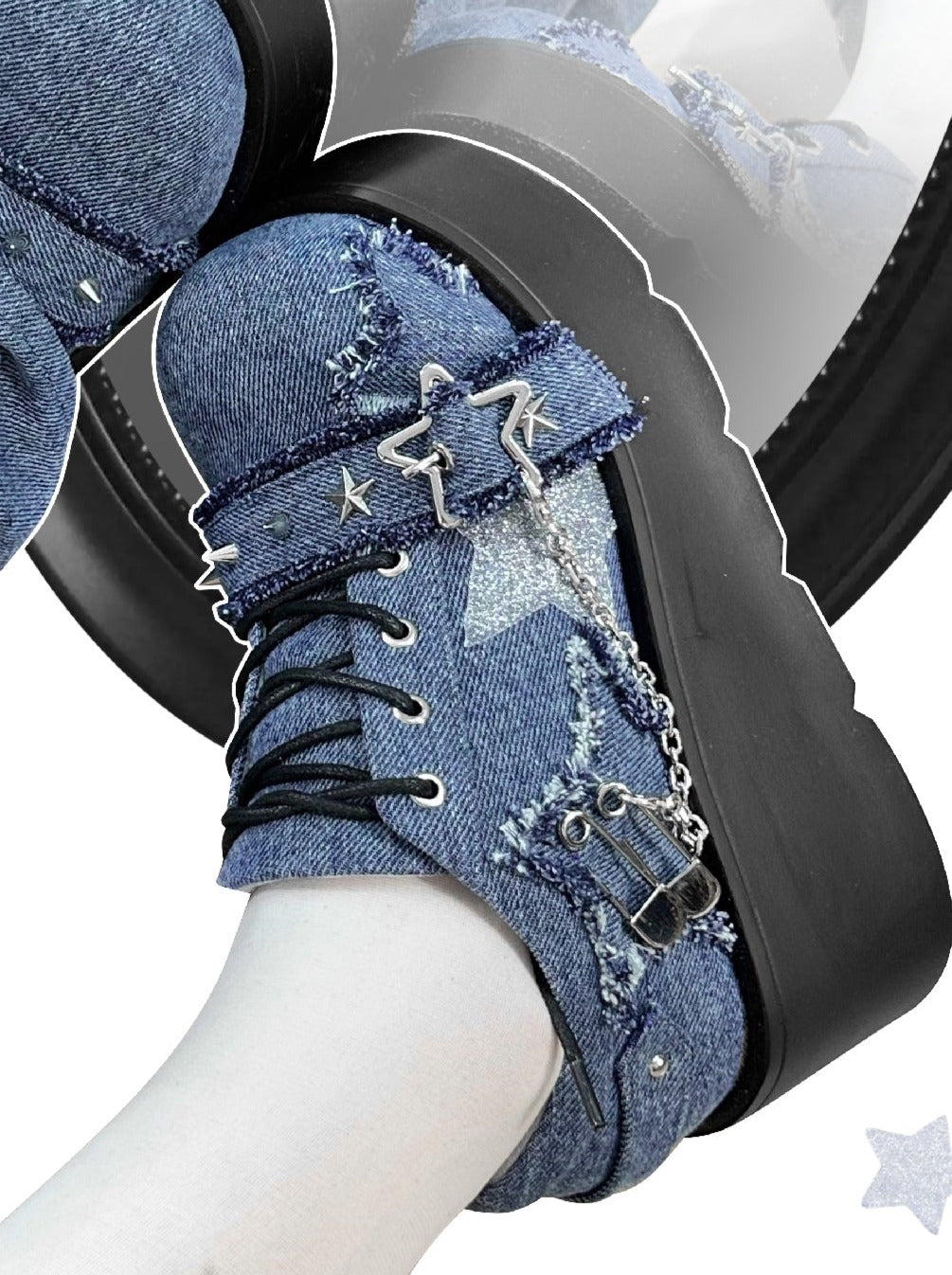 Denim Dark Platform Shoes