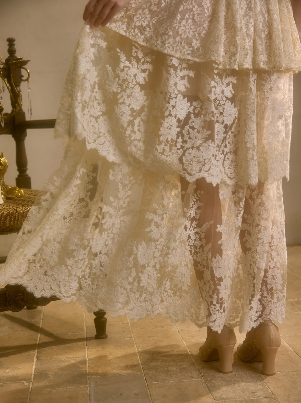 [pre-order] Sweet Waltz Lace Camisole + Long Skirt + Peplum Belt