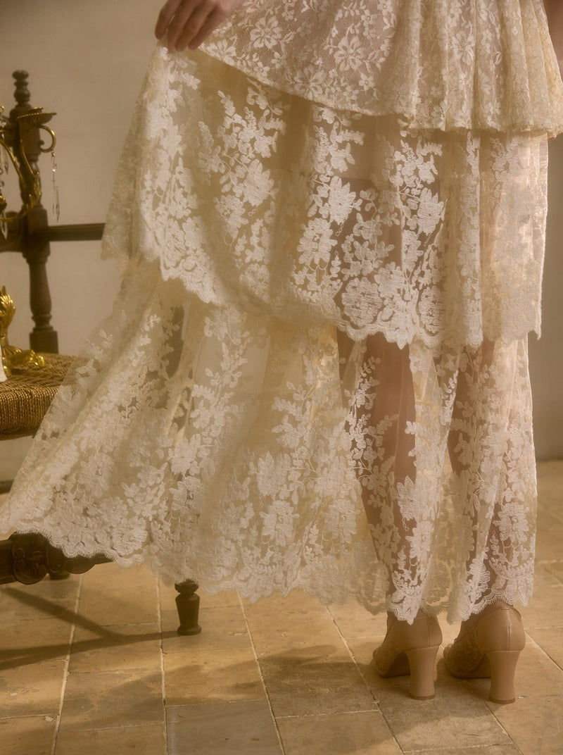 [pre-order] Sweet Waltz Lace Camisole + Long Skirt + Peplum Belt
