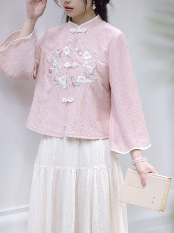 Spring Chinese-style Top + Long Skirt