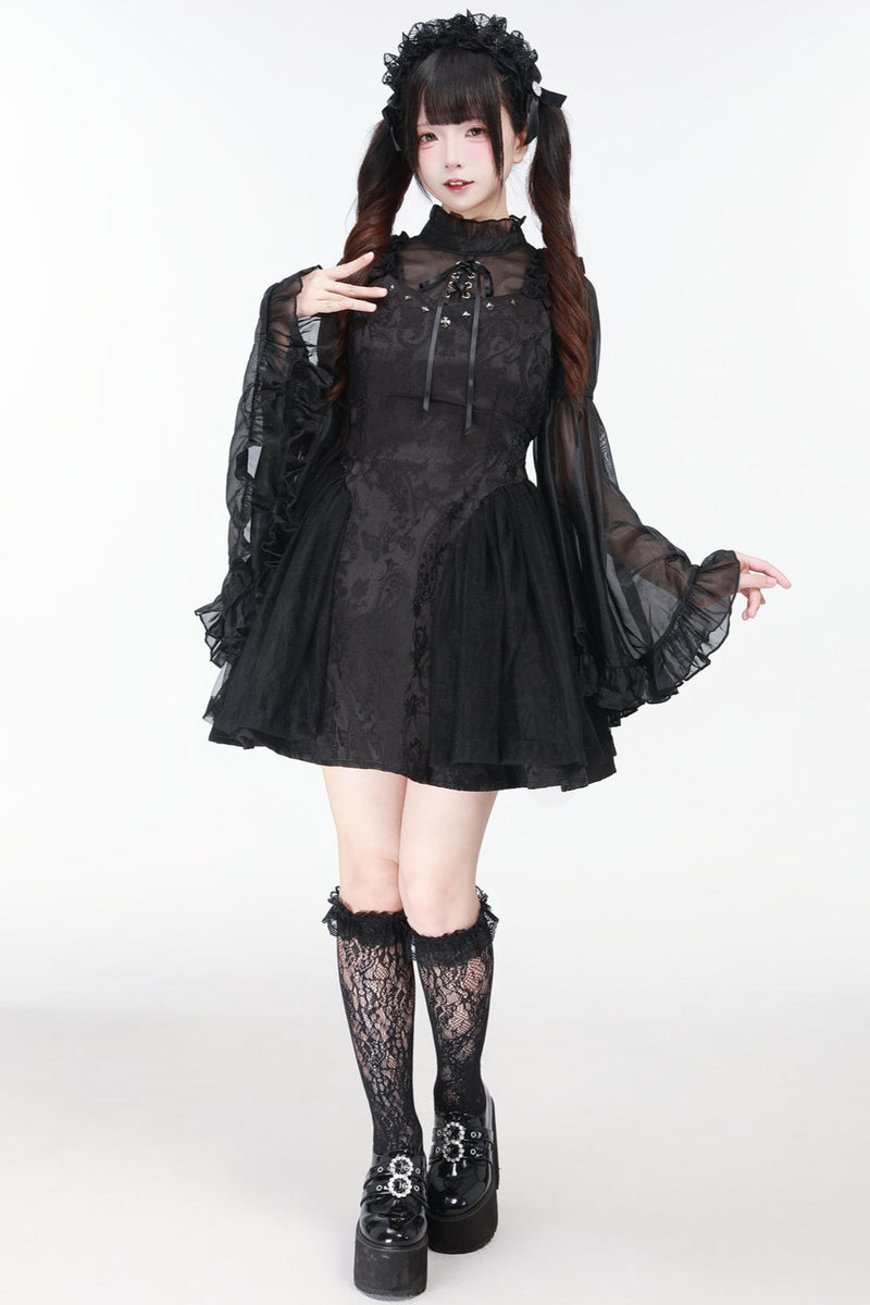Jirai Bird Suspender Dress + Sheer Sleeve Top