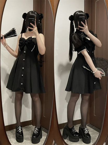 Lace Vest Cardigan Suspender Dress