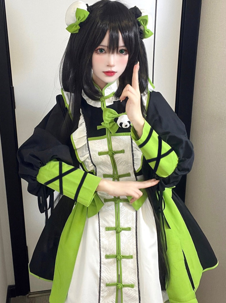 Chinese-style Red Panda Maid Lolita Dress + Accessories